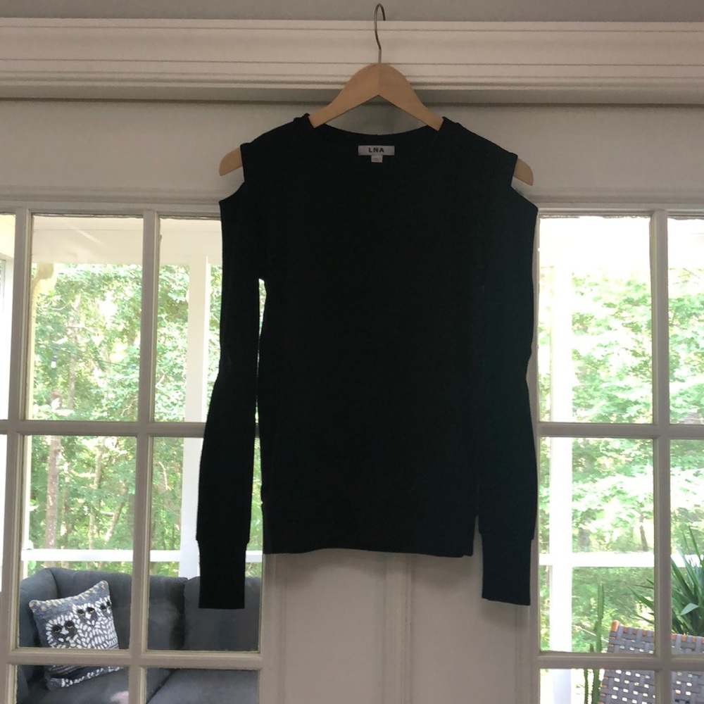 Black Cold Shoulder Sweater